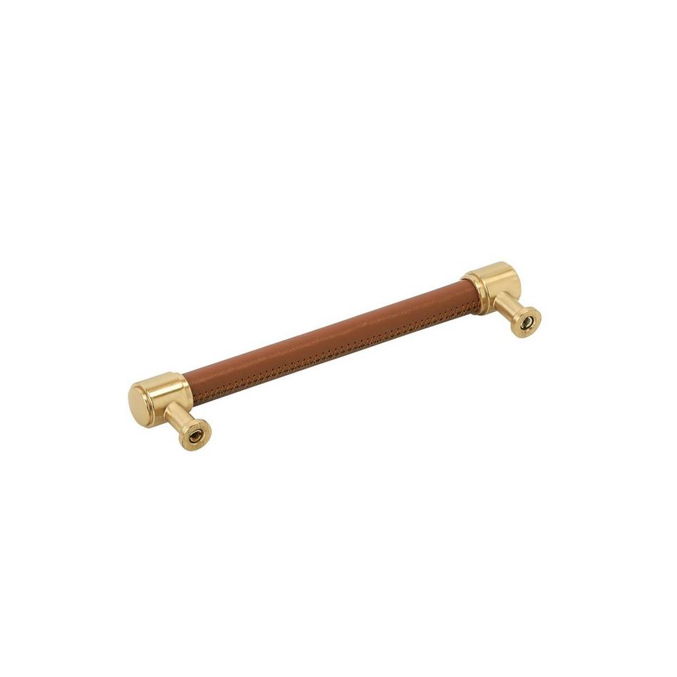 6-5/16" Lazzara Cabinet Pull Cognac Leather - Champagne Bronze, , large image number 2