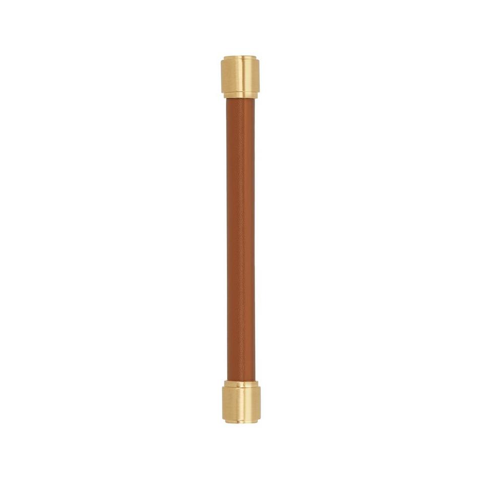 6-5/16" Lazzara Cabinet Pull Cognac Leather - Champagne Bronze, , large image number 1
