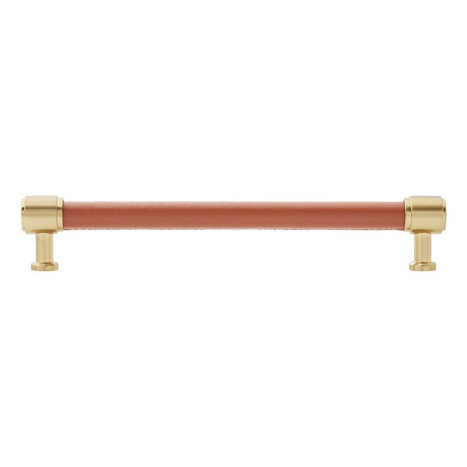 6-5/16" Lazzara Cabinet Pull Cognac Leather - Golden Champagne, , large image number 2