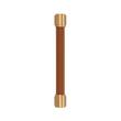 5-1/16" Lazzara Cabinet Pull Cognac Leather - Brushed Gold, , large image number 1
