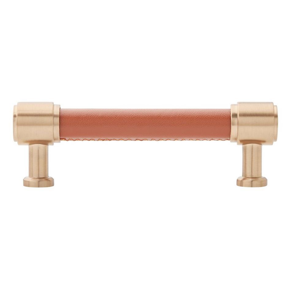 5-1/16" Lazzara Cabinet Pull Cognac Leather - Champagne Bronze, , large image number 2