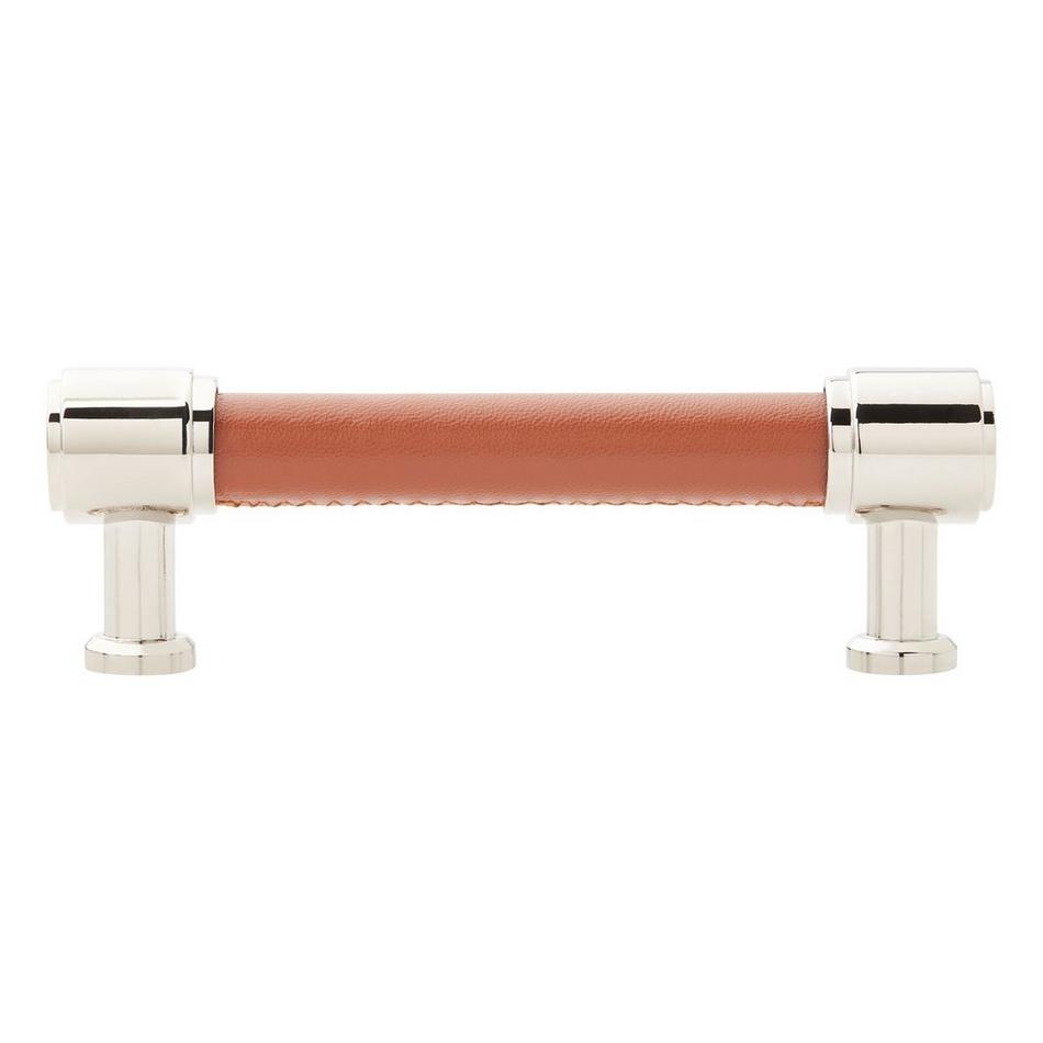 5-1/16" Lazzara Cabinet Pull Cognac Leather - Polished Nickel, , large image number 2