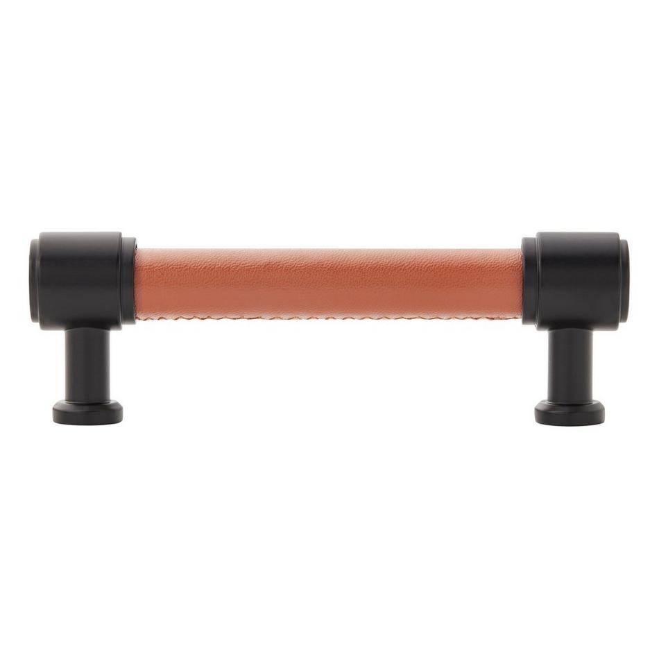 5-1/16" Lazzara Cabinet Pull Cognac Leather - Matte Black, , large image number 2