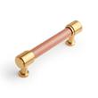 3-3/4" Lazzara Cabinet Pull Cognac Leather - Brushed Gold, , large image number 0