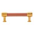 3-3/4" Lazzara Cabinet Pull Cognac Leather - Brushed Gold, , large image number 2