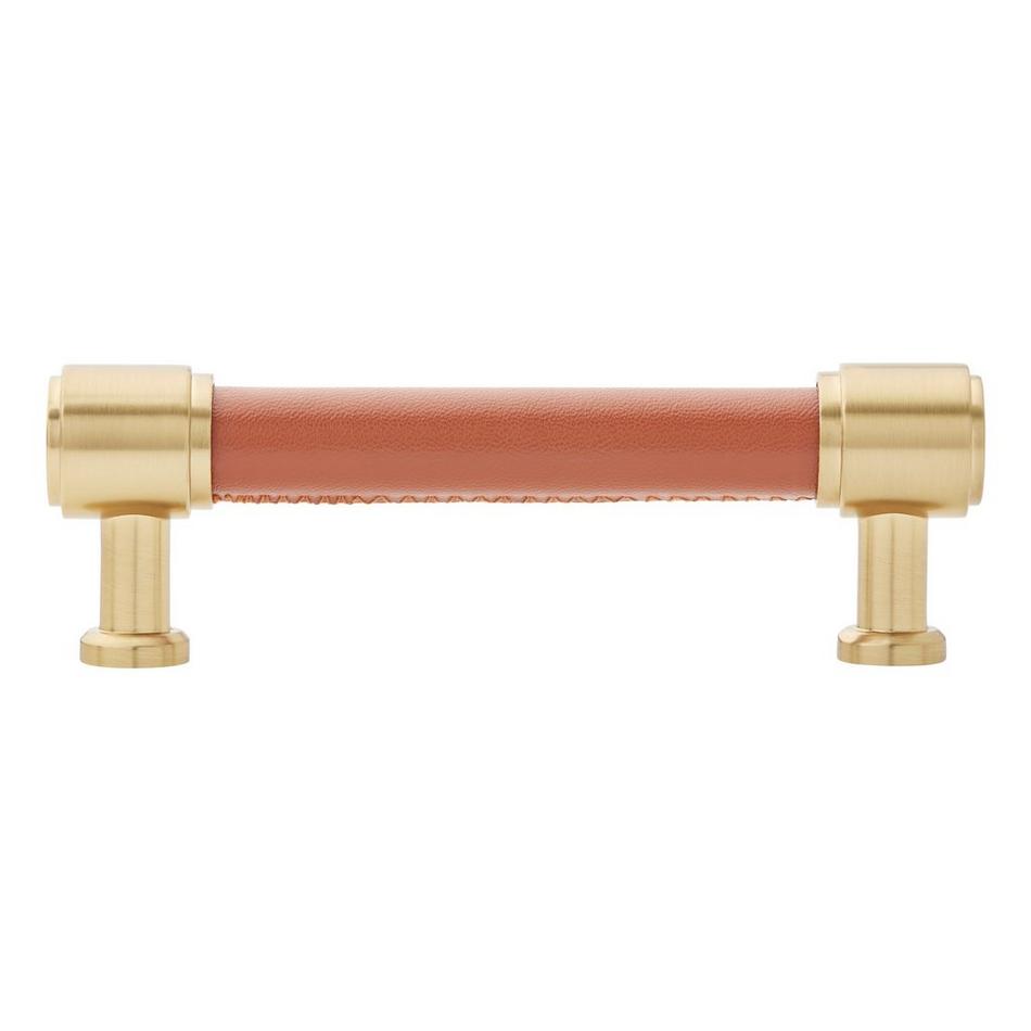 3-3/4" Lazzara Cabinet Pull Cognac Leather - Golden Champagne, , large image number 2