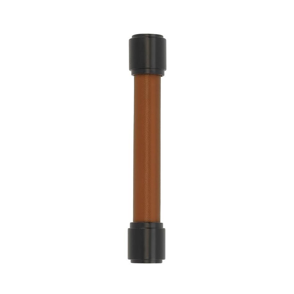 3-3/4" Lazzara Cabinet Pull Cognac Leather - Matte Black, , large image number 1
