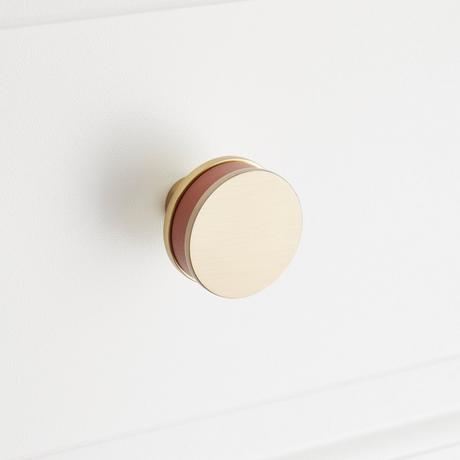 Lazzara Round Cabinet Knob Cognac Leather