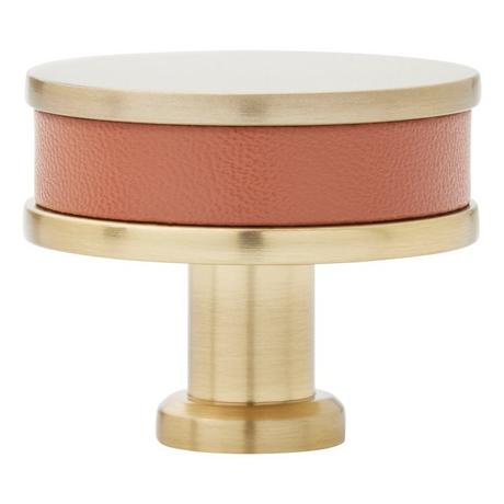 Lazzara Round Cabinet Knob Cognac Leather