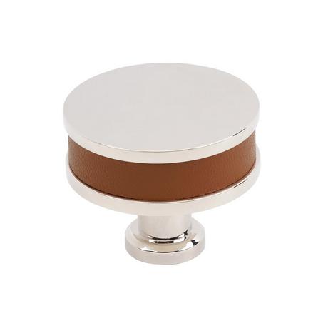 Lazzara Round Cabinet Knob Cognac Leather