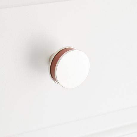 Lazzara Round Cabinet Knob Cognac Leather