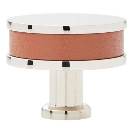 Lazzara Round Cabinet Knob Cognac Leather
