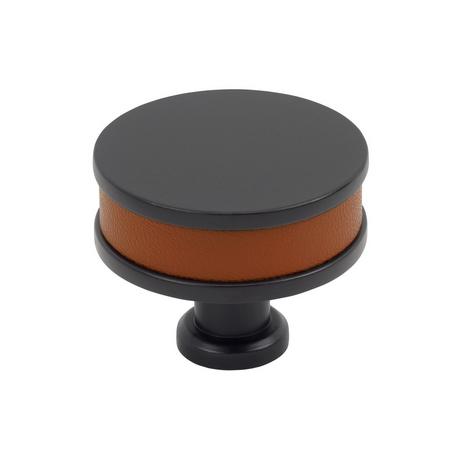 Lazzara Round Cabinet Knob Cognac Leather