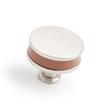 1-1/4" Lazzara Round Cabinet Knob Cognac Leather - Satin Nickel, , large image number 0
