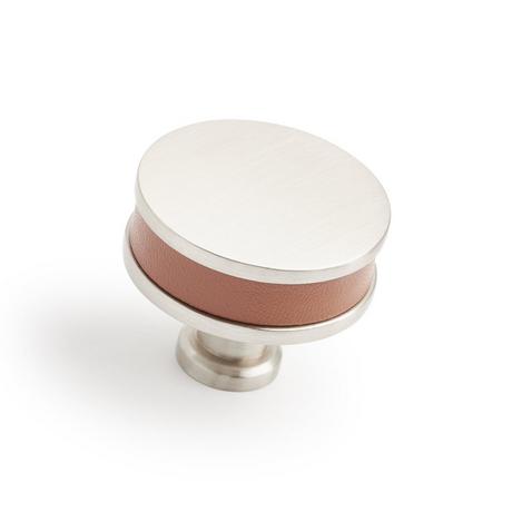Lazzara Round Cabinet Knob Cognac Leather