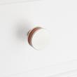 1-1/4" Lazzara Round Cabinet Knob Cognac Leather - Satin Nickel, , large image number 3