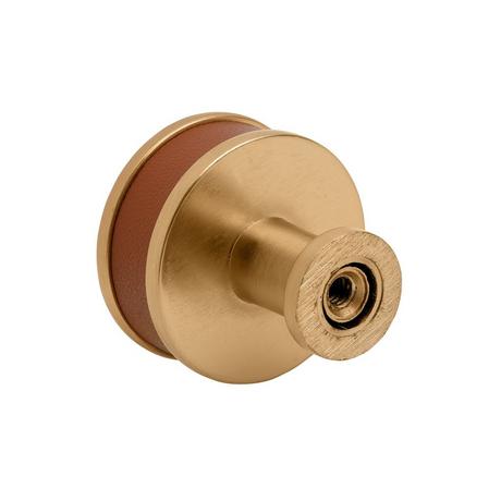 Lazzara Round Cabinet Knob Cognac Leather