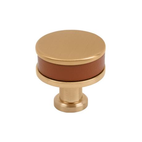 Lazzara Round Cabinet Knob Cognac Leather