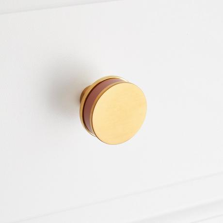 Lazzara Round Cabinet Knob Cognac Leather
