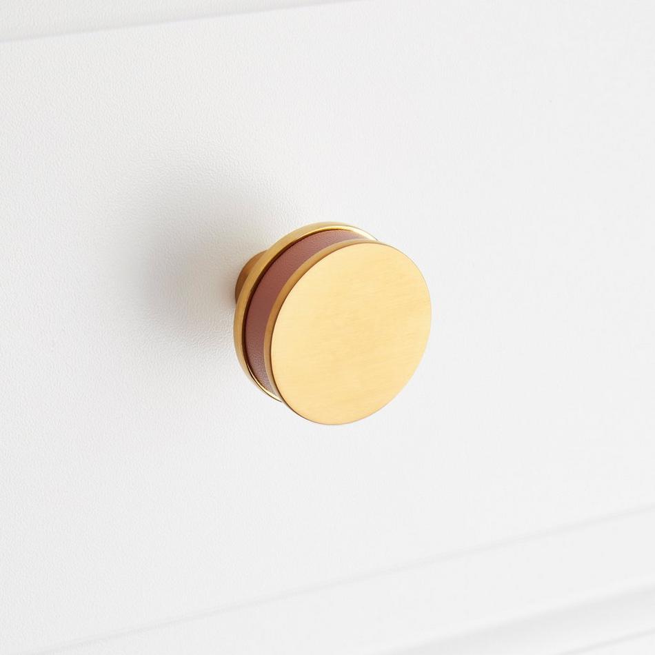 Lazzara Round Cabinet Knob Cognac Leather, , large image number 7