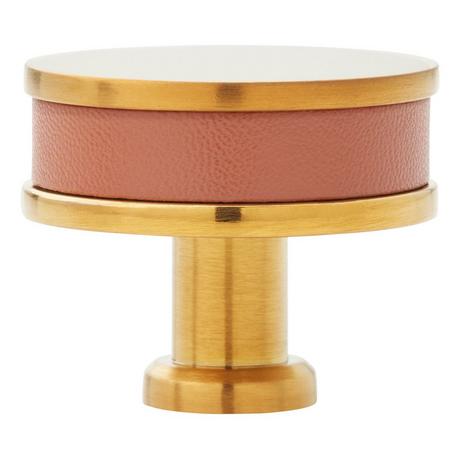 Lazzara Round Cabinet Knob Cognac Leather
