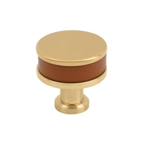 Lazzara Round Cabinet Knob Cognac Leather