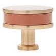 1-1/4" Lazzara Round Cabinet Knob Cognac Leather - Champagne Bronze, , large image number 2