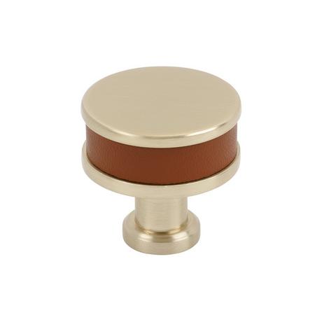 Lazzara Round Cabinet Knob Cognac Leather