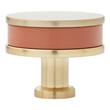 1-1/4" Lazzara Round Cabinet Knob Cognac Leather - Golden Champagne, , large image number 2
