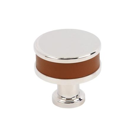 Lazzara Round Cabinet Knob Cognac Leather