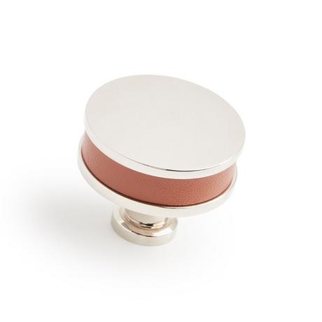 Lazzara Round Cabinet Knob Cognac Leather