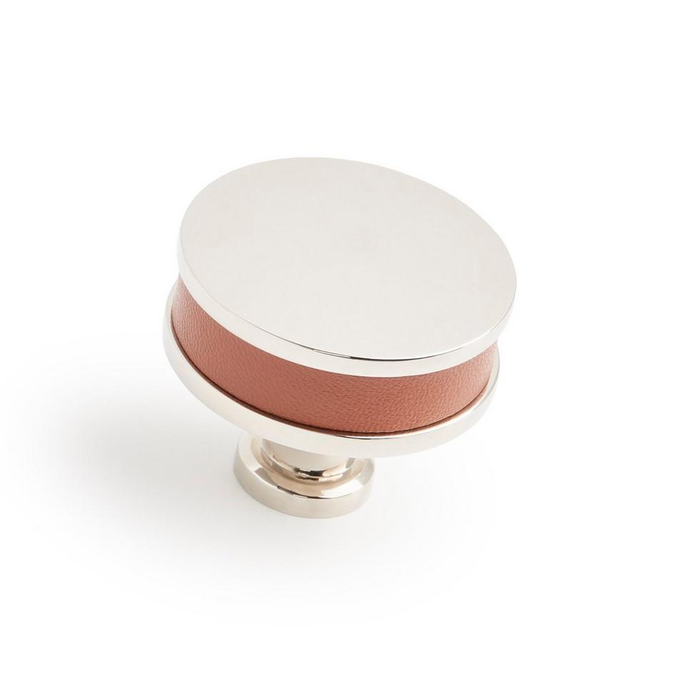 Lazzara Round Cabinet Knob Cognac Leather, , large image number 1