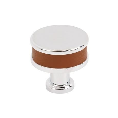 Lazzara Round Cabinet Knob Cognac Leather