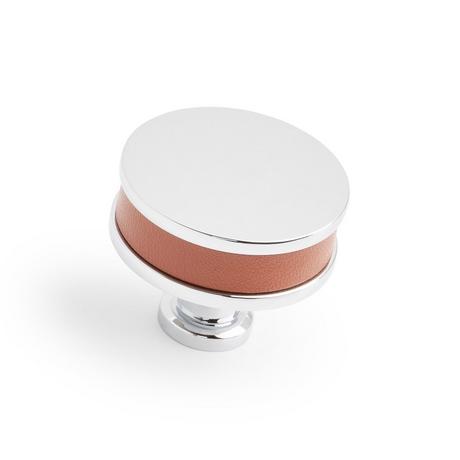 Lazzara Round Cabinet Knob Cognac Leather