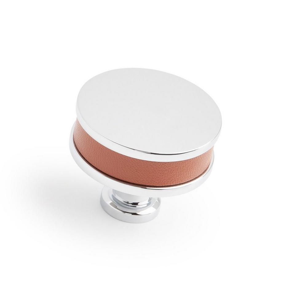 Lazzara Round Cabinet Knob Cognac Leather, , large image number 0