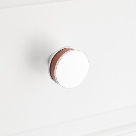 Lazzara Round Cabinet Knob Cognac Leather