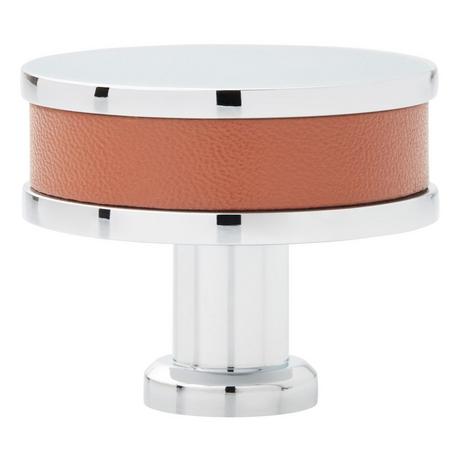 Lazzara Round Cabinet Knob Cognac Leather