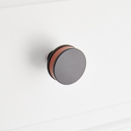 Lazzara Round Cabinet Knob Cognac Leather