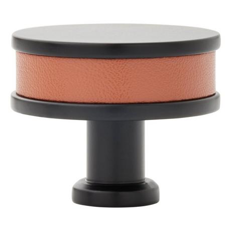 Lazzara Round Cabinet Knob Cognac Leather