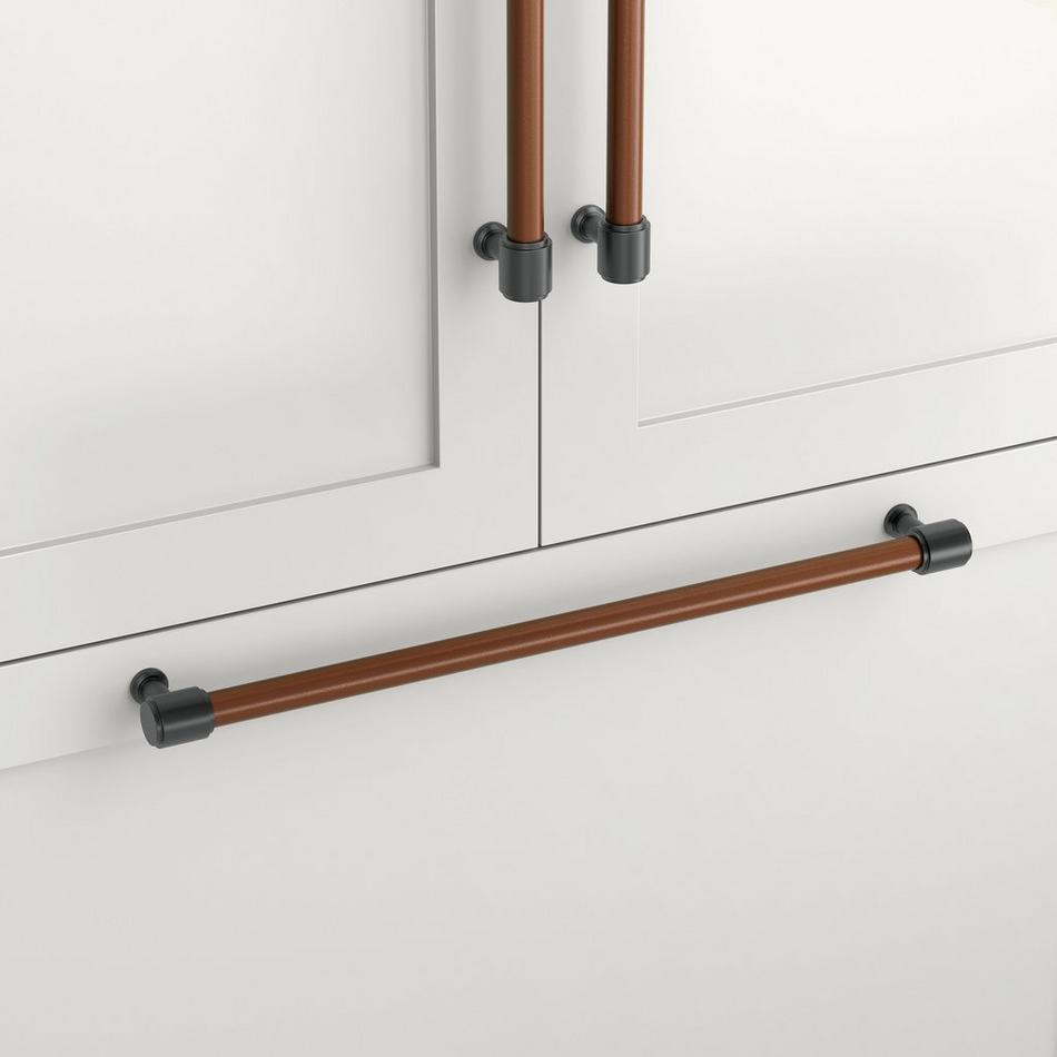 24" Lazzara Appliance Pull Brown Leather - Matte Black, , large image number 0