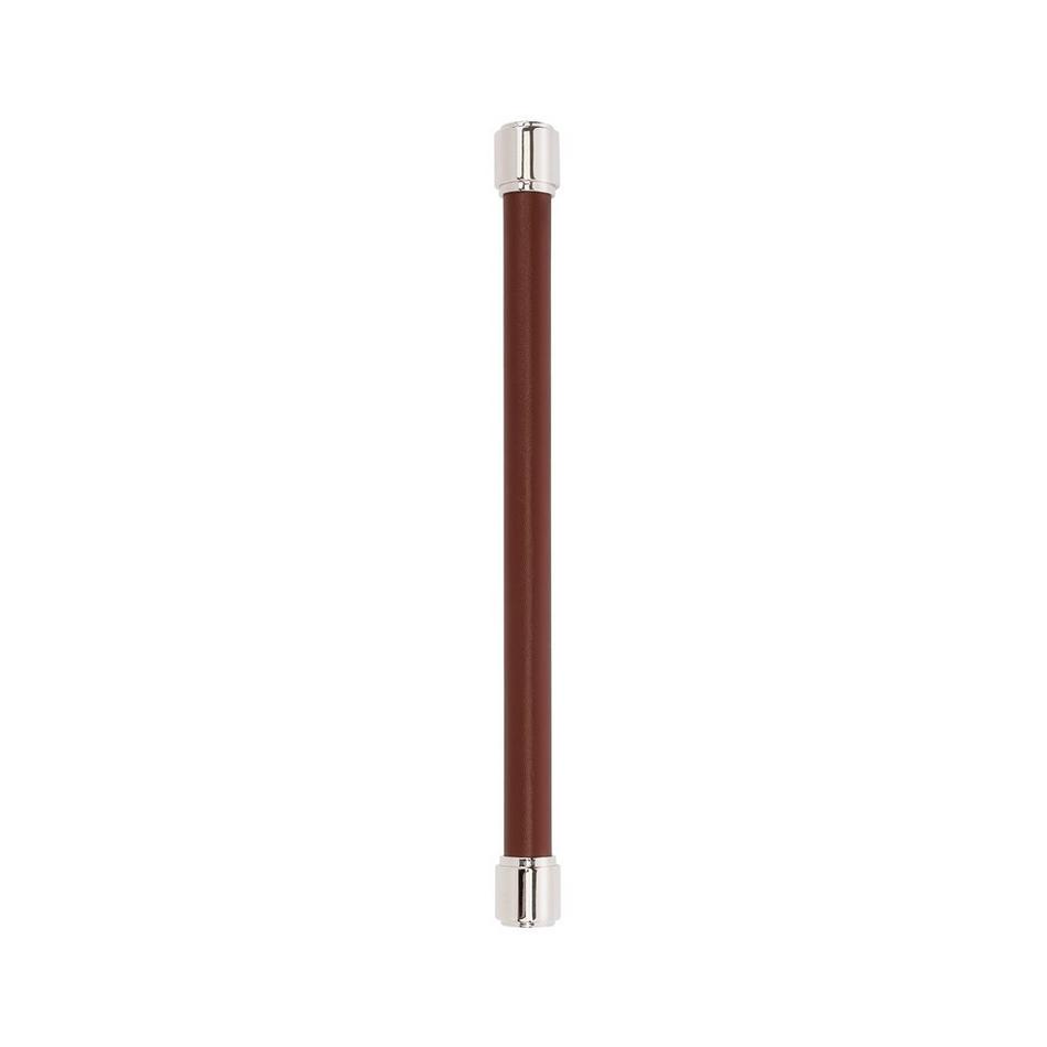 12" Lazzara Appliance Pull Brown Leather - Polished Nickel, , large image number 1