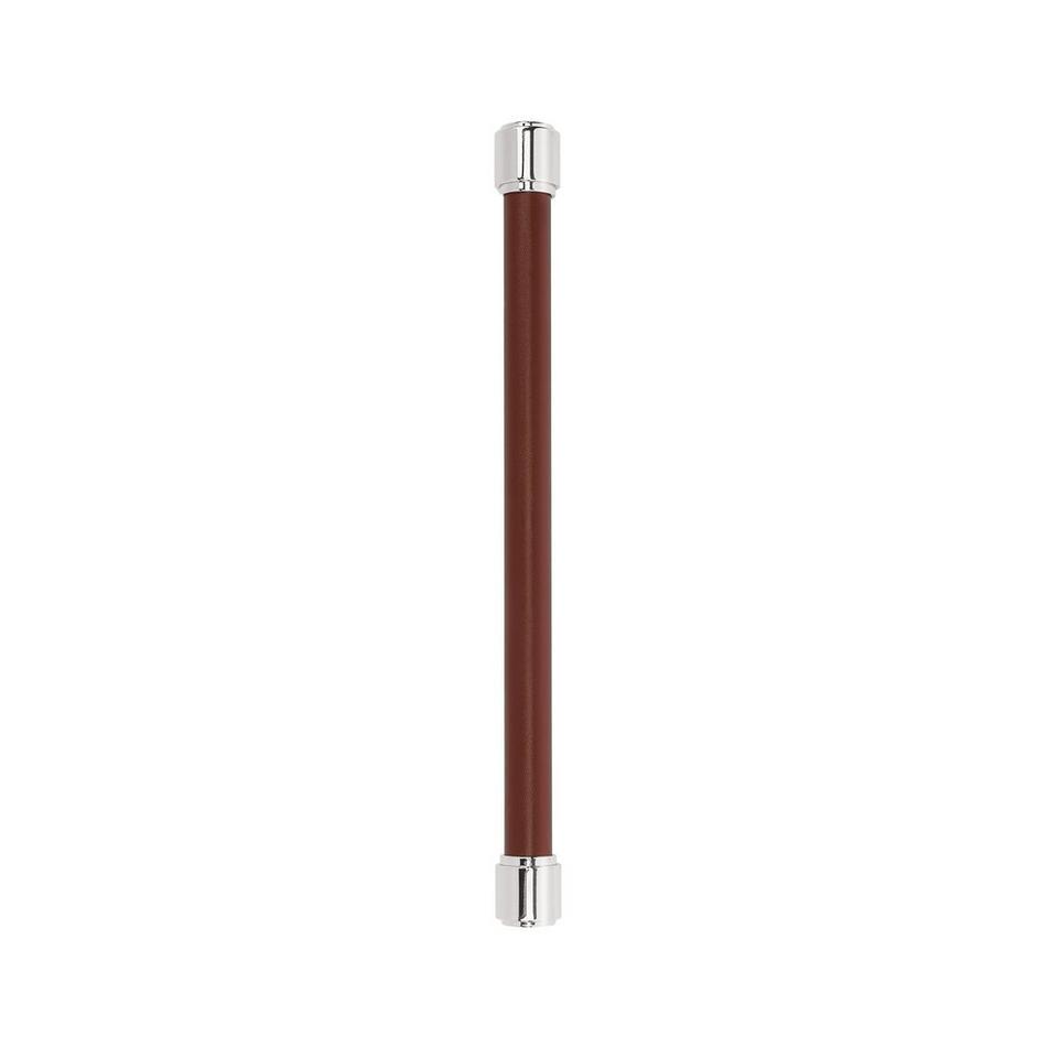 12" Lazzara Appliance Pull Brown Leather - Polished Chrome, , large image number 1
