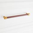 8-13/16" Lazzara Oversized Cabinet Pull Brown Leather - Brushed Gold, , large image number 3