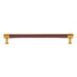 8-13/16" Lazzara Oversized Cabinet Pull Brown Leather - Brushed Gold, , large image number 2