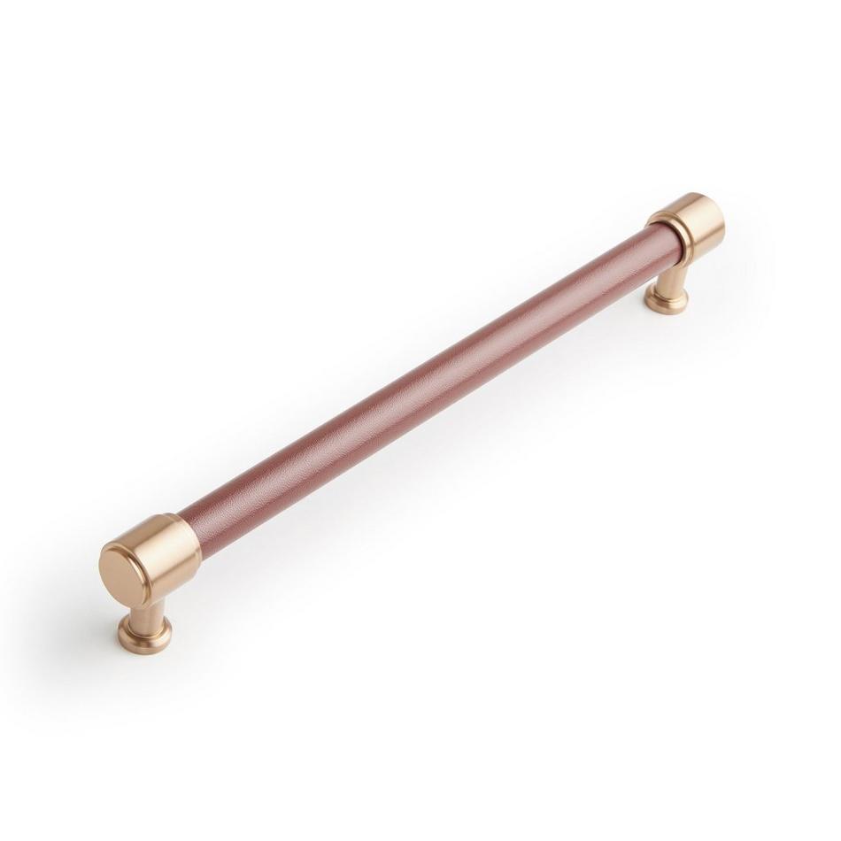 8-13/16" Lazzara Oversized Cabinet Pull Brown Leather - Champagne Bronze, , large image number 0