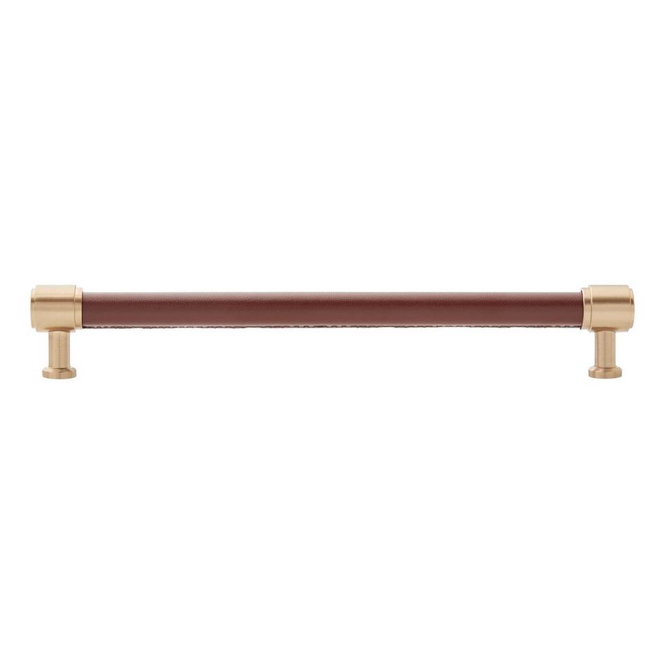 8-13/16" Lazzara Oversized Cabinet Pull Brown Leather - Champagne Bronze, , large image number 2