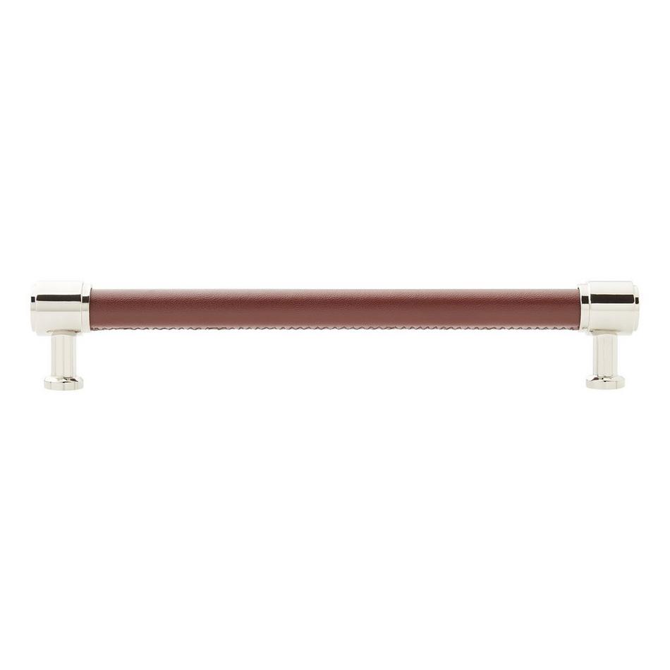 7-9/16" Lazzara Cabinet Pull Brown Leather - Polished Nickel, , large image number 2