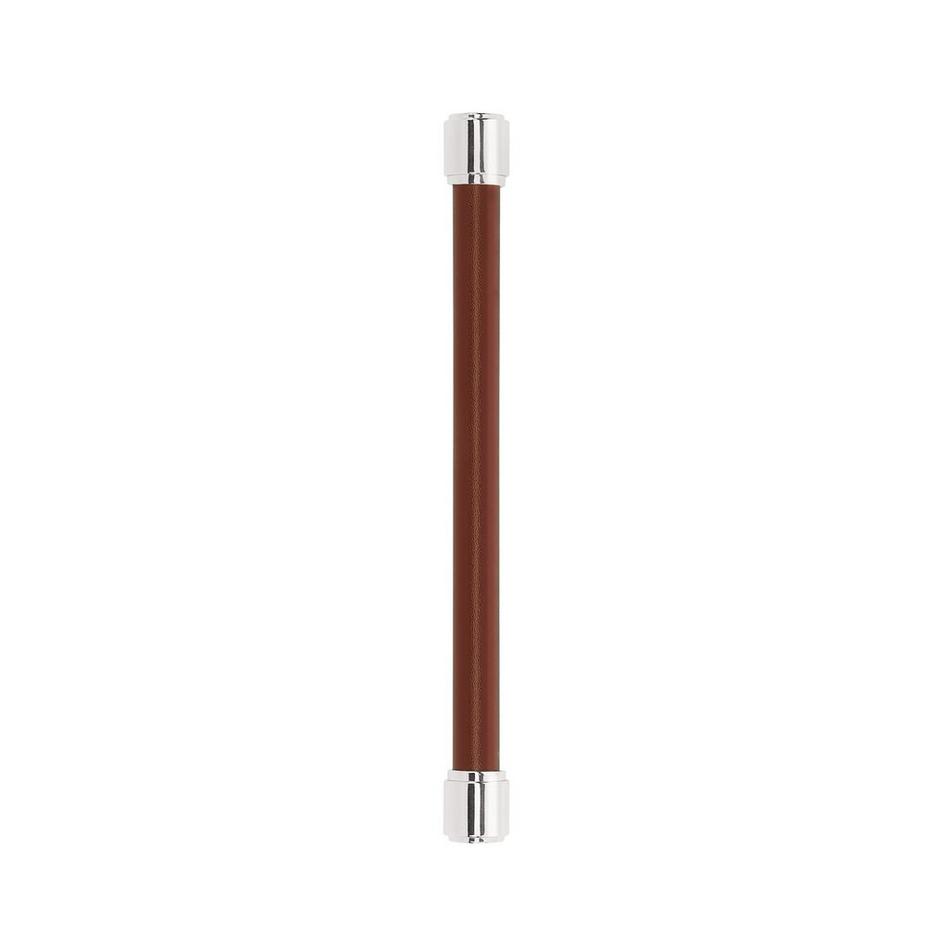 7-9/16" Lazzara Cabinet Pull Brown Leather - Polished Chrome, , large image number 1