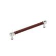 7-9/16" Lazzara Cabinet Pull Brown Leather - Polished Chrome, , large image number 0
