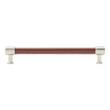 6-5/16" Lazzara Cabinet Pull Brown Leather - Satin Nickel, , large image number 2